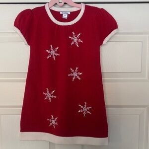 Hartstrings Red Dress with White Snowflake Embroidery